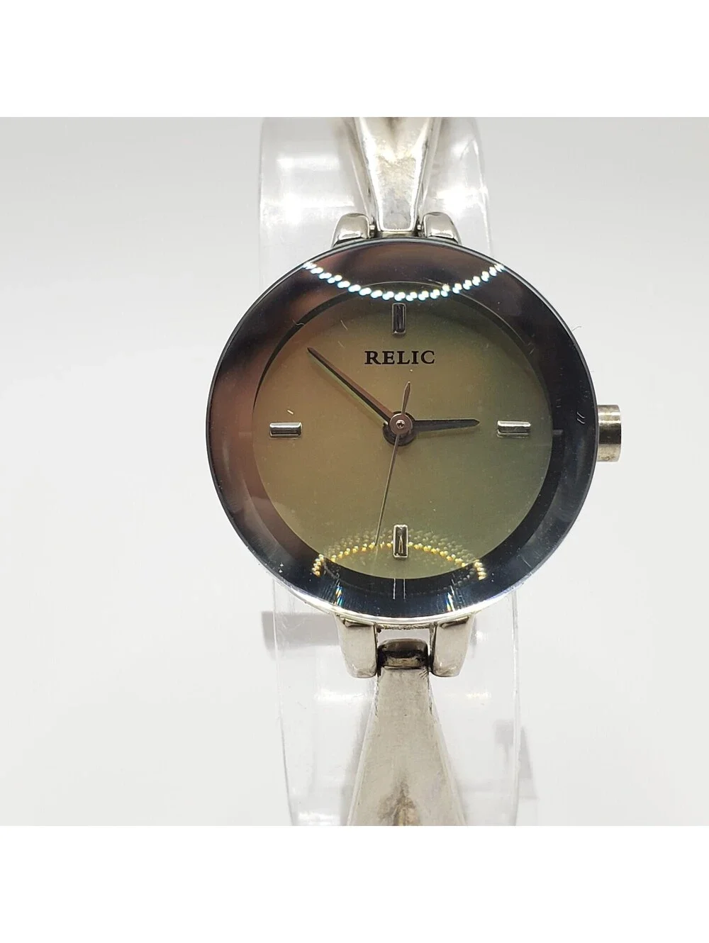 Relic Mirror Style Watch Women 22mm Silver Tone New Battery